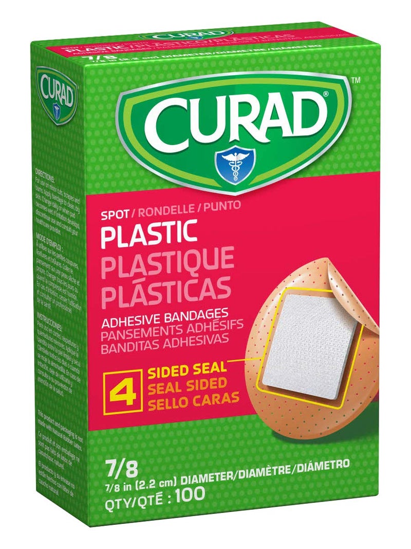 CURAD Plastic Adhesive Spot Bandages 0875Inch Diameter Case of 1200 - Image 1