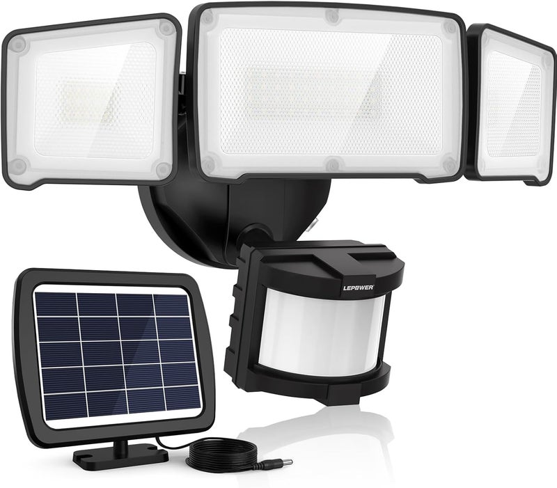 Le Power 1600LM LED Solar Security Lights Motion Outdoor, 5500K White Light, IP65 Waterproof Outdoor Flood Solar Light for Yard, Garage（Black） - Image 1