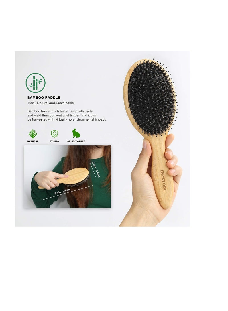 BESTOOL Hair Brushes for Women men Kid Boar & Nylon Bristle Brush for Wet/Dry Hair Smoothing Massaging Detangling Everyday Brush Enhance Shine & Health - Image 3
