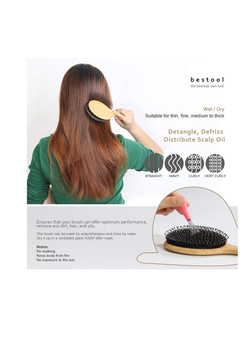 BESTOOL Hair Brushes for Women men Kid Boar & Nylon Bristle Brush for Wet/Dry Hair Smoothing Massaging Detangling Everyday Brush Enhance Shine & Health - Image 4