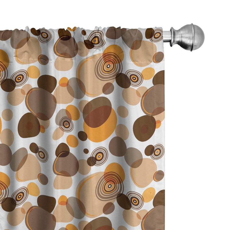 Ambesonne Ambesonne Earth Tones Curtains  Abstract Pastel Pattern with Overlapping Chaotic Spots and Ring Shapes  Window Treatments 2 Panel Set for Living Room Bedroom  Pair of - 28"" x 84""  Orange Brown - Image 1