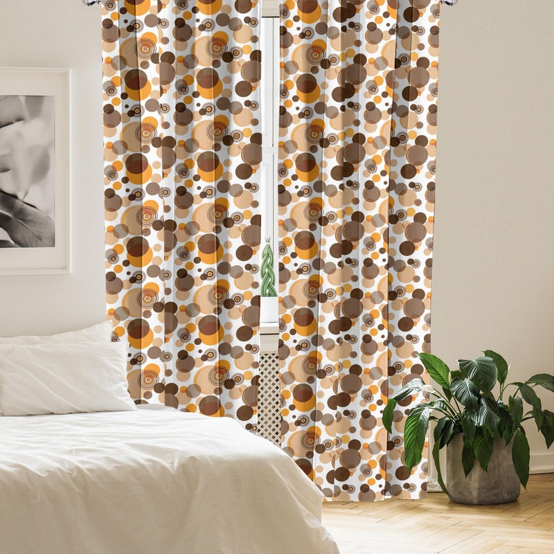 Ambesonne Ambesonne Earth Tones Curtains  Abstract Pastel Pattern with Overlapping Chaotic Spots and Ring Shapes  Window Treatments 2 Panel Set for Living Room Bedroom  Pair of - 28"" x 84""  Orange Brown - Image 4