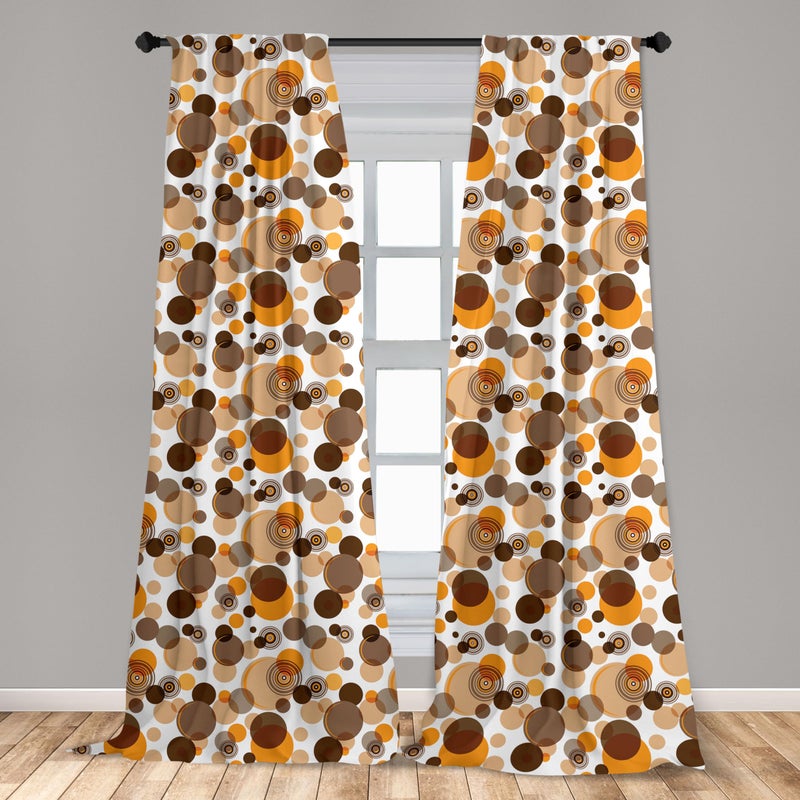 Ambesonne Ambesonne Earth Tones Curtains  Abstract Pastel Pattern with Overlapping Chaotic Spots and Ring Shapes  Window Treatments 2 Panel Set for Living Room Bedroom  Pair of - 28"" x 84""  Orange Brown - Image 3