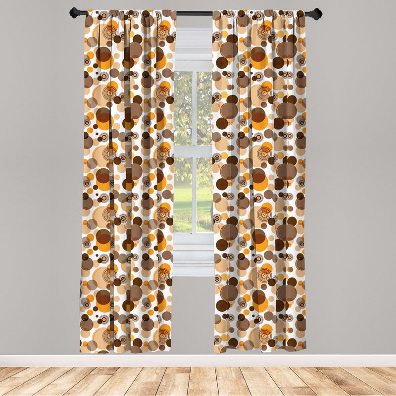 Ambesonne Ambesonne Earth Tones Curtains  Abstract Pastel Pattern with Overlapping Chaotic Spots and Ring Shapes  Window Treatments 2 Panel Set for Living Room Bedroom  Pair of - 28"" x 84""  Orange Brown - Image 2