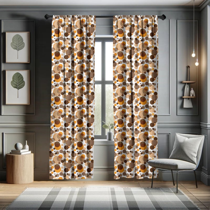 Ambesonne Ambesonne Earth Tones Curtains  Abstract Pastel Pattern with Overlapping Chaotic Spots and Ring Shapes  Window Treatments 2 Panel Set for Living Room Bedroom  Pair of - 28"" x 84""  Orange Brown - Image 5