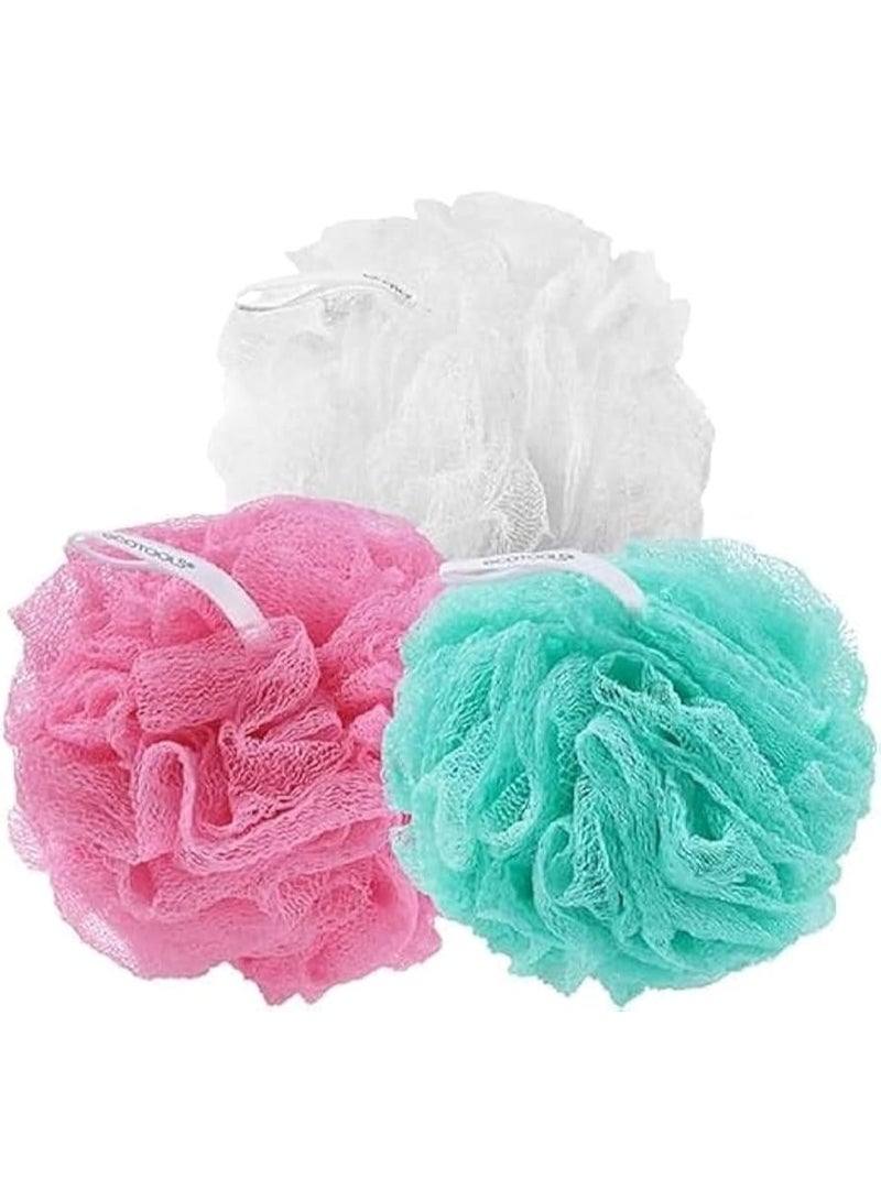 3 Piece Round Bath Loofah Set - Soft Multicolor Bath Loofah Ideal for Exfoliating and Deep Cleansing, Antibacterial, Daily Use for Women and Men-color may vary - Image 1