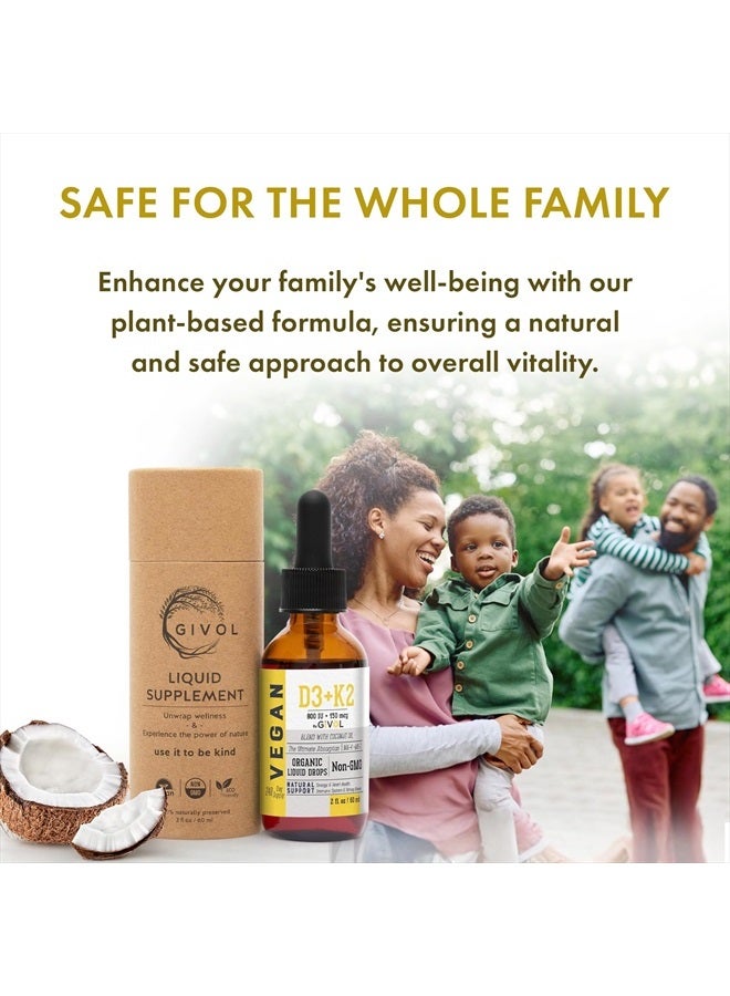 GIVOL Vitamin D3 + K2 Liquid Drops (MK4 & MK7) Organic Fractionated Coconut Oil, Plant-Based, Gluten-Free, Dairy-Free, Soy-Free, Nut-Free - High Potency, Derived from Lichen & Natto, 2oz 240 Days Supply - Image 5