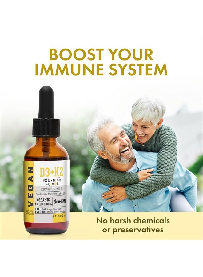 GIVOL Vitamin D3 + K2 Liquid Drops (MK4 & MK7) Organic Fractionated Coconut Oil, Plant-Based, Gluten-Free, Dairy-Free, Soy-Free, Nut-Free - High Potency, Derived from Lichen & Natto, 2oz 240 Days Supply - Image 3