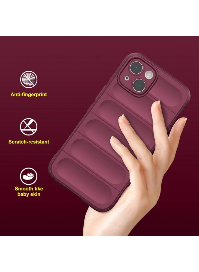 Premium Protection Back Silicone Case Compatible with Iphone 15 Magic Shield Shockproof Case with Camera Protection (wine Red)
