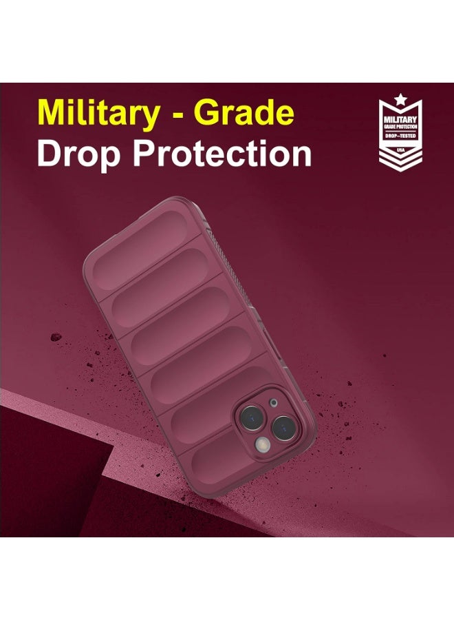 Premium Protection Back Silicone Case Compatible with Iphone 15 Magic Shield Shockproof Case with Camera Protection (wine Red)