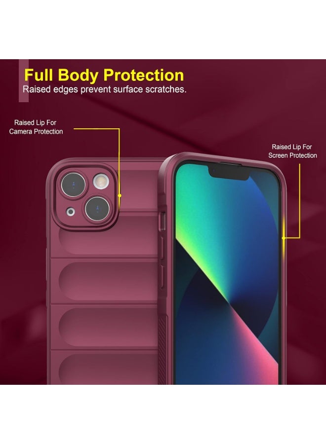 Premium Protection Back Silicone Case Compatible with Iphone 15 Magic Shield Shockproof Case with Camera Protection (wine Red)