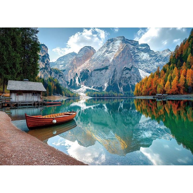 MINIWAN Braies Lake Jigsaw Puzzles 1000 Pieces Nature Landscape Puzzles for Adults 1000 Pieces with Letters on Back Hard Impossible Difficult Challenging Family Puzzle Mountain Lake Scenery Puzzles - Image 3