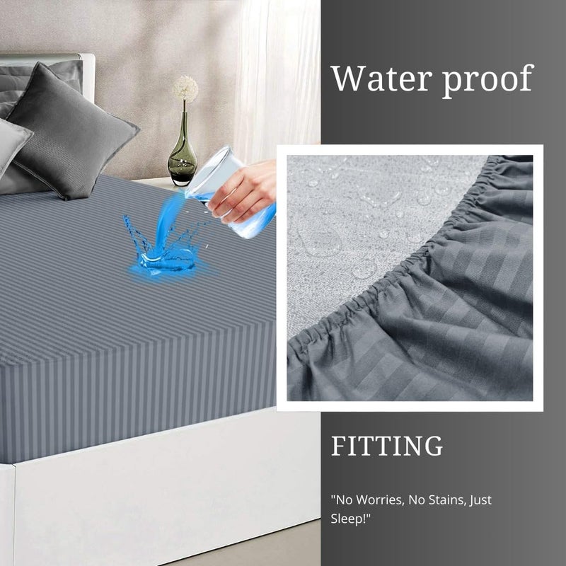 BSB HOME Premium Cotton Water-Resistant Mattress Protector with All Round Elastic Fitted- Breathable, Noiseless, Bed Cover, Hypoallergenic & Washable - (78 x 72 + 10 Inches, Color- Grey) - Image 4
