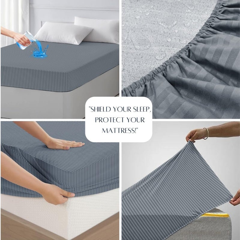 BSB HOME Premium Cotton Water-Resistant Mattress Protector with All Round Elastic Fitted- Breathable, Noiseless, Bed Cover, Hypoallergenic & Washable - (78 x 72 + 10 Inches, Color- Grey) - Image 2