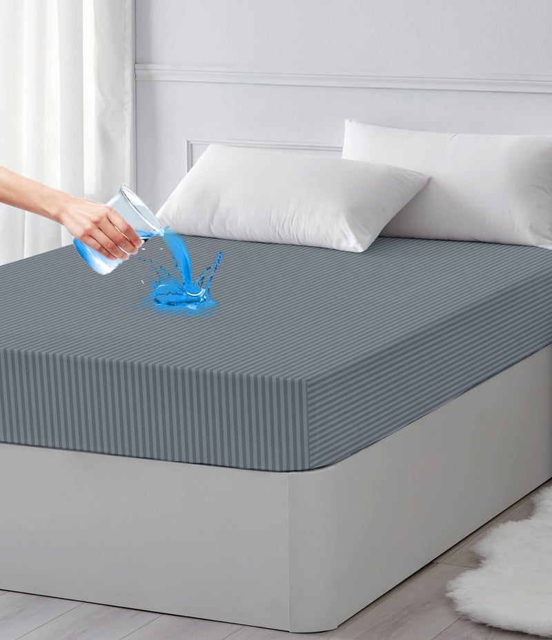 BSB HOME Premium Cotton Water-Resistant Mattress Protector with All Round Elastic Fitted- Breathable, Noiseless, Bed Cover, Hypoallergenic & Washable - (78 x 72 + 10 Inches, Color- Grey) - Image 3