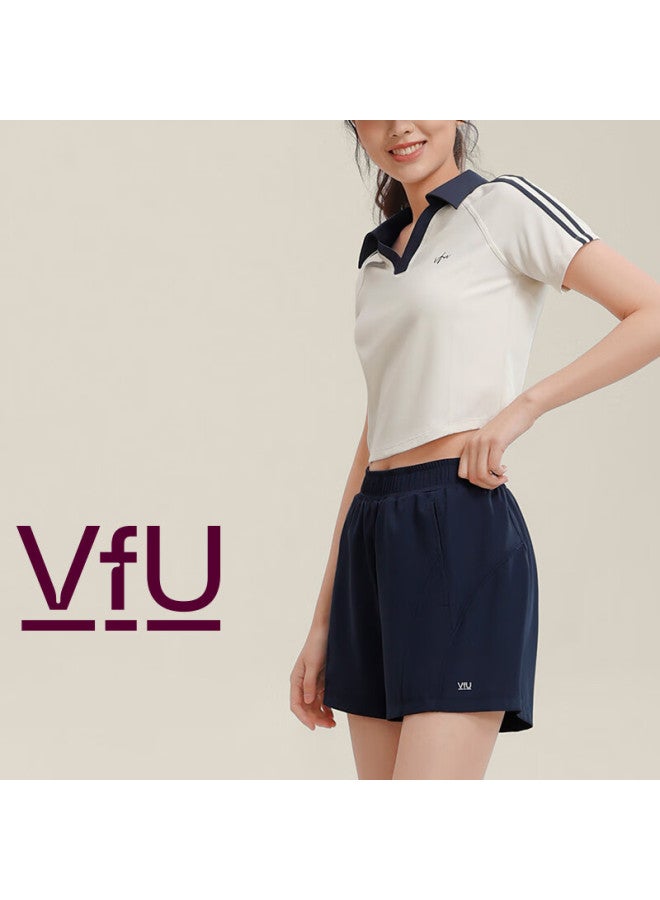 Vfu Women's Sports Shorts Sun Protection Ice Cooling Four-point Slim Fit Fitness Shorts Navy Blue S - Image 4