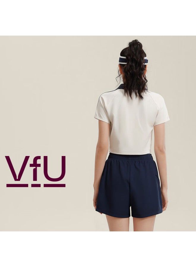 Vfu Women's Sports Shorts Sun Protection Ice Cooling Four-point Slim Fit Fitness Shorts Navy Blue S - Image 2