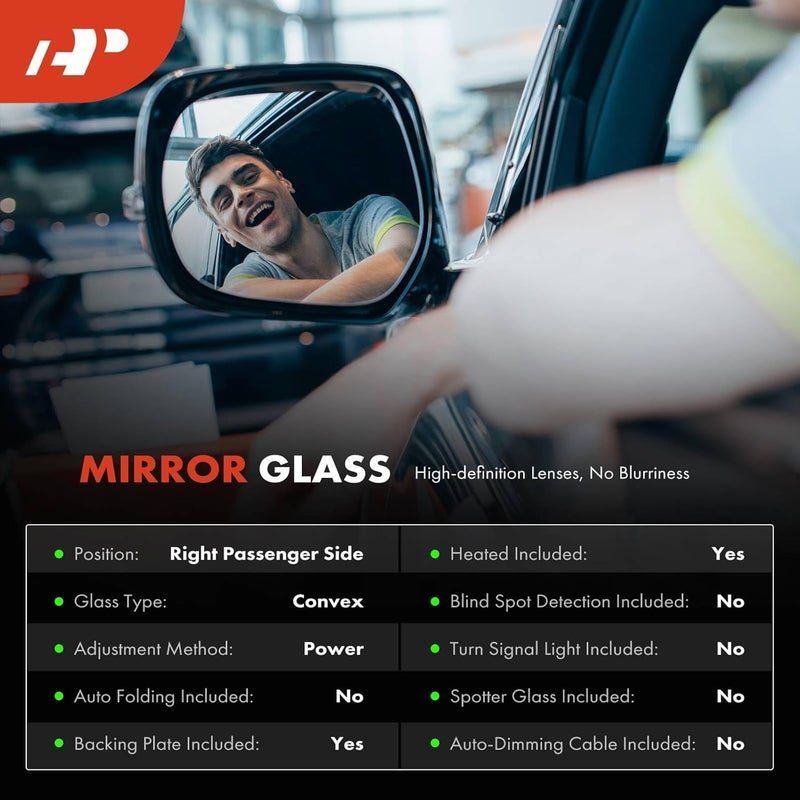 A-Premium Right Passenger Side Heated Mirror Glass Replacement - Image 2