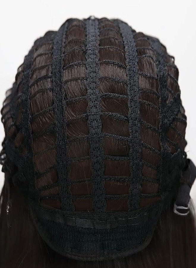 بلوشيا شعر مستعار قصير بني اللون من BLUSHIA بطول 14 بوصة للنساء، شعر مستعار مستقيم يصل إلى الكتفين مع غرة، شعر مستعار صناعي - Image 4