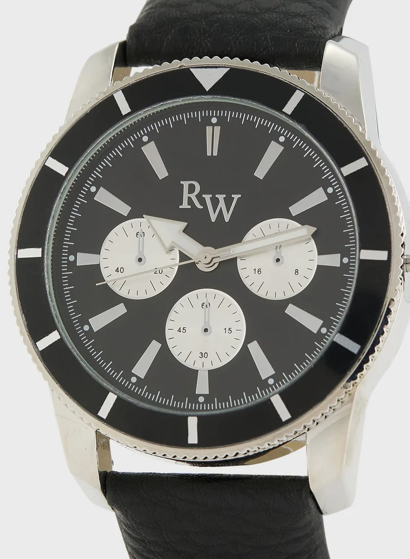 Robert Wood Sporty Analogue Watch & Beaded Bracelet Gift Set