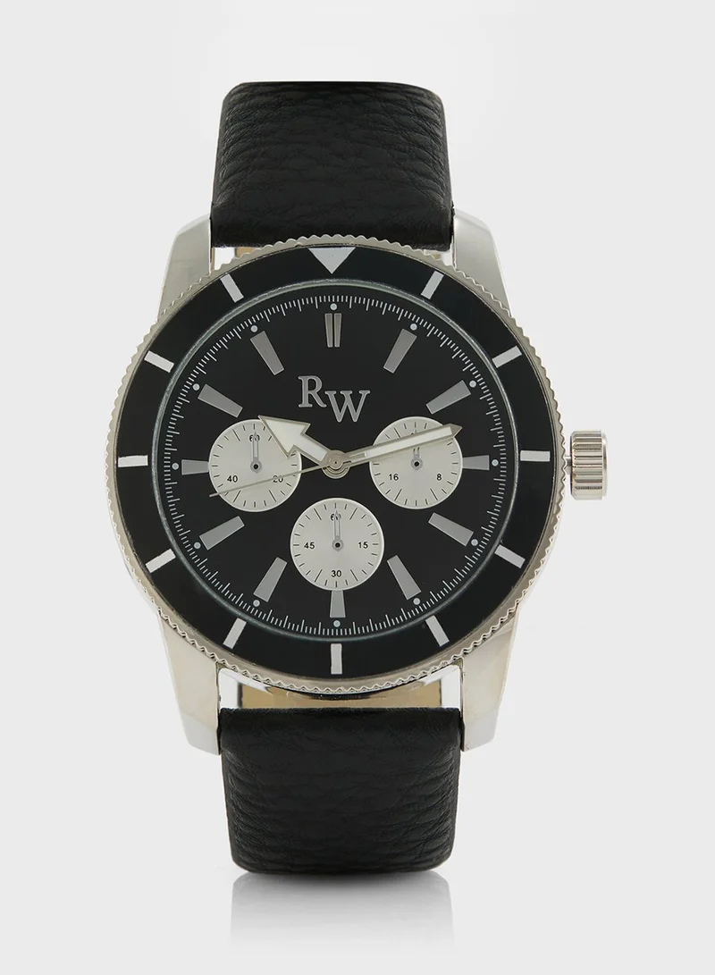 Robert Wood Sporty Analogue Watch & Beaded Bracelet Gift Set