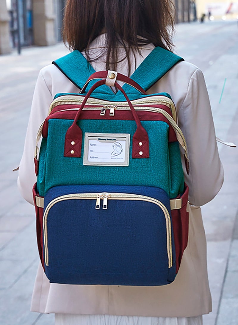 حقيبة ظهر للحفاضات مع محطة تغيير، حقيبة حفاضات للأطفال، حقيبة ظهر للحفاضات متعددة الوظائف ذات سعة كبيرة، حقيبة للأم مع منفذ شحن USB - Image 3