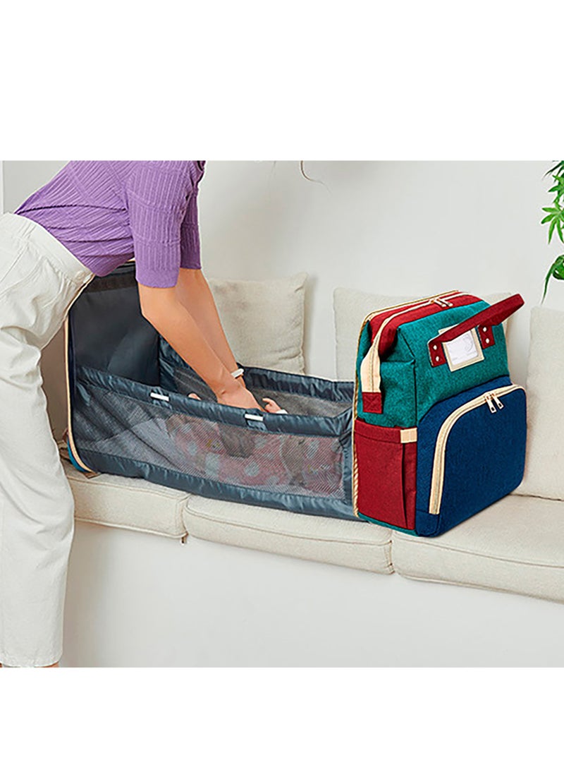 حقيبة ظهر للحفاضات مع محطة تغيير، حقيبة حفاضات للأطفال، حقيبة ظهر للحفاضات متعددة الوظائف ذات سعة كبيرة، حقيبة للأم مع منفذ شحن USB - Image 2