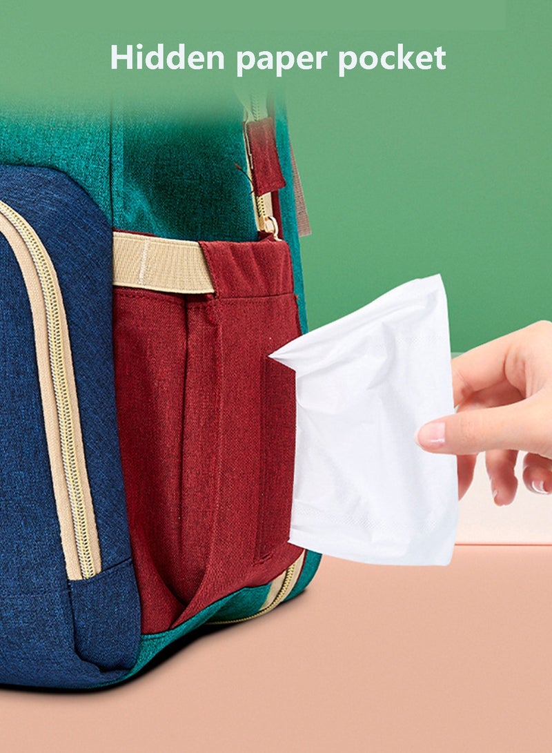 حقيبة ظهر للحفاضات مع محطة تغيير، حقيبة حفاضات للأطفال، حقيبة ظهر للحفاضات متعددة الوظائف ذات سعة كبيرة، حقيبة للأم مع منفذ شحن USB - Image 5