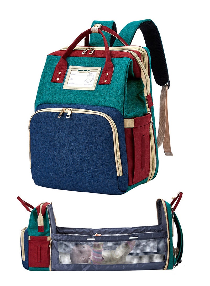 حقيبة ظهر للحفاضات مع محطة تغيير، حقيبة حفاضات للأطفال، حقيبة ظهر للحفاضات متعددة الوظائف ذات سعة كبيرة، حقيبة للأم مع منفذ شحن USB - Image 1