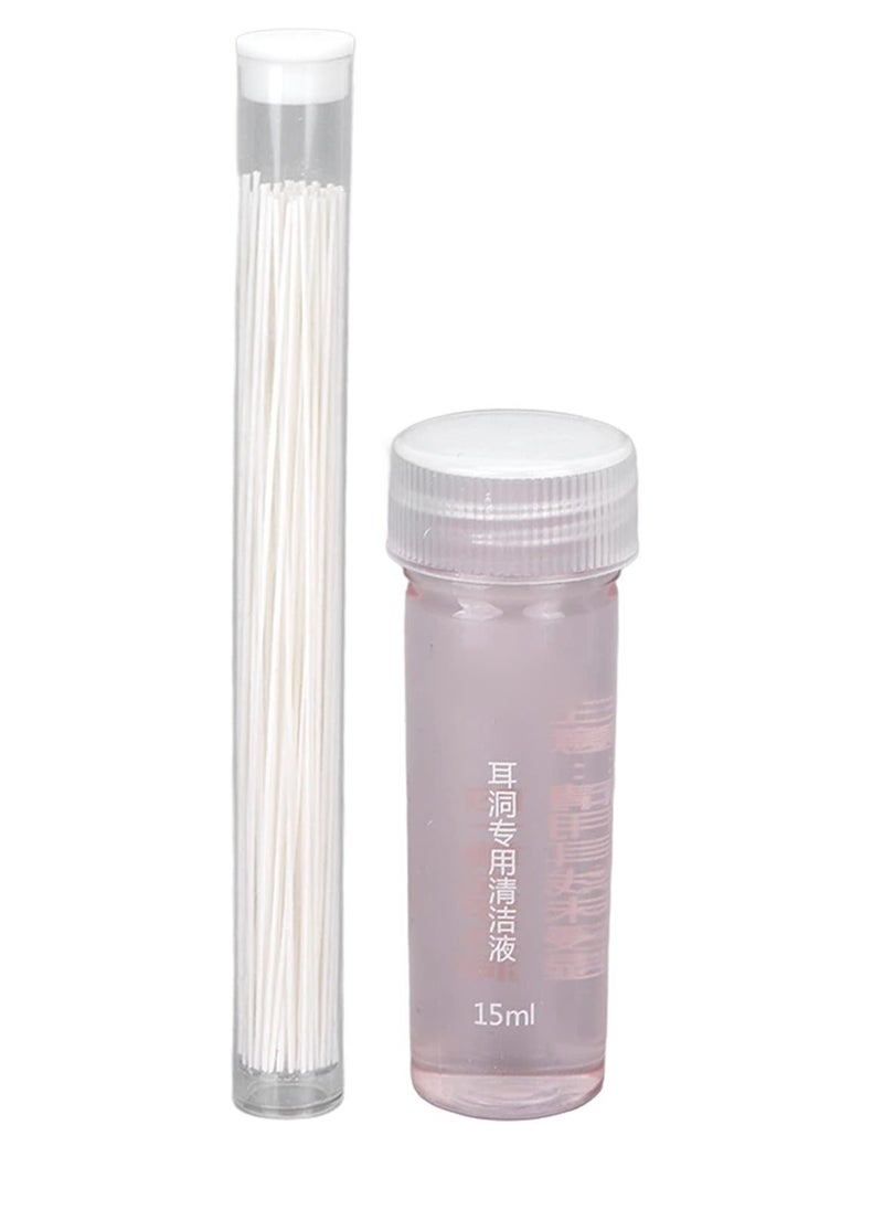 Akozon Akozon 70pcs Ear Hole, Floss Odor Removal 15ml Earrings Cleaning Solution Liquid Care Cleaner Kit (Rose) Piercing Aftercare Set for Girls Women Men  - Image 4