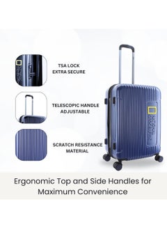 NATIONAL GEOGRAPHIC National Geographic Canyon ABS/PC Hardshell Luggage Set Metallic Blue, Durable Lightweight Expandable Anti-theft Zipper TSA Lock Travel Suitcase, 4 Double Wheel 3pcs Trolley Bag (20+24+28 Inch).  - Image 5