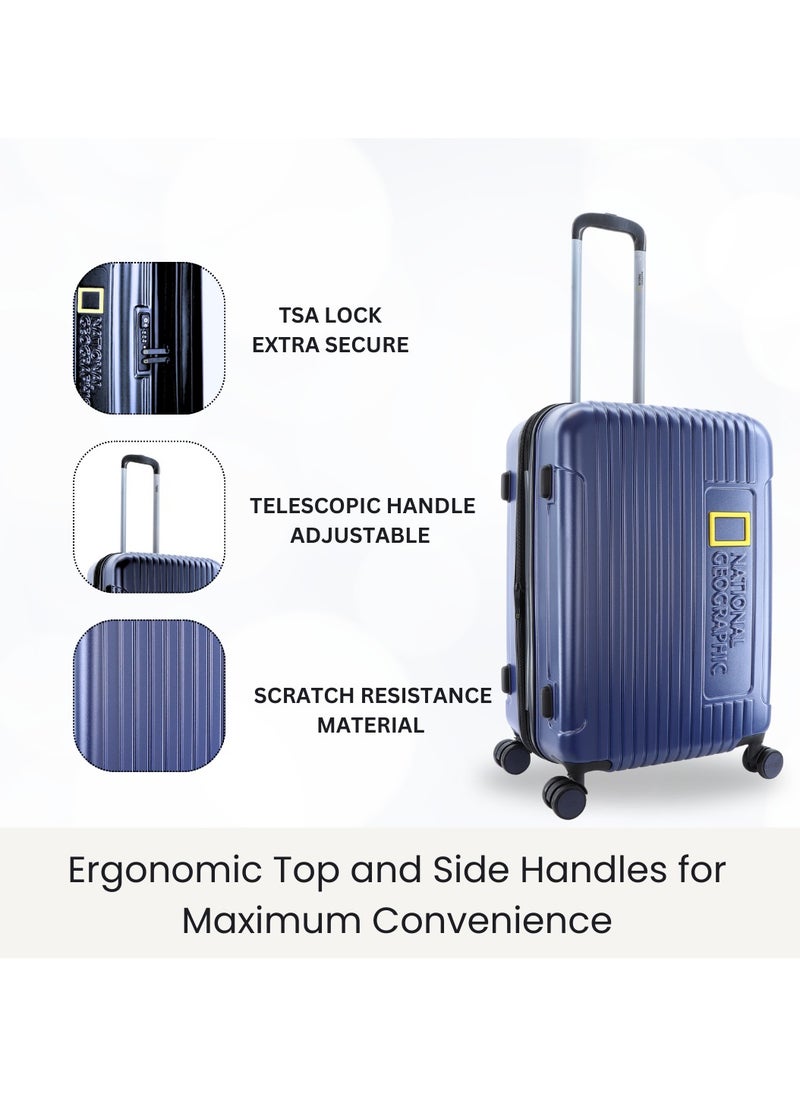 NATIONAL GEOGRAPHIC National Geographic Canyon ABS/PC Hardshell Luggage Set Metallic Blue, Durable Lightweight Expandable Anti-theft Zipper TSA Lock Travel Suitcase, 4 Double Wheel 3pcs Trolley Bag (20+24+28 Inch).  - Image 5