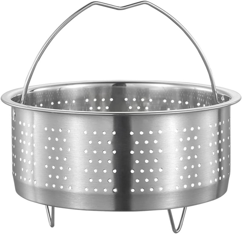 HEVASNEK HEVASNEK Steel Steaming Basket - Food Steaming Basket for Cooking with Handle Vegetables Fruit Colander Full Handle for Easy Use (19.8 * 19.8 * 9CM) - Image 1