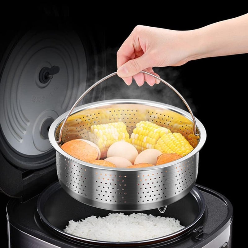 HEVASNEK HEVASNEK Steel Steaming Basket - Food Steaming Basket for Cooking with Handle Vegetables Fruit Colander Full Handle for Easy Use (19.8 * 19.8 * 9CM) - Image 3