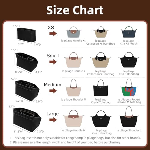 DOXO Purse Organizer Insert Compatible with Longchamp Le Pliage Large Handbags Felt Longchamp Organizer Insert with Cup Holder Custom Fit Shoulder Bag Organizer for Travel Daily Use Large Black - Image 3
