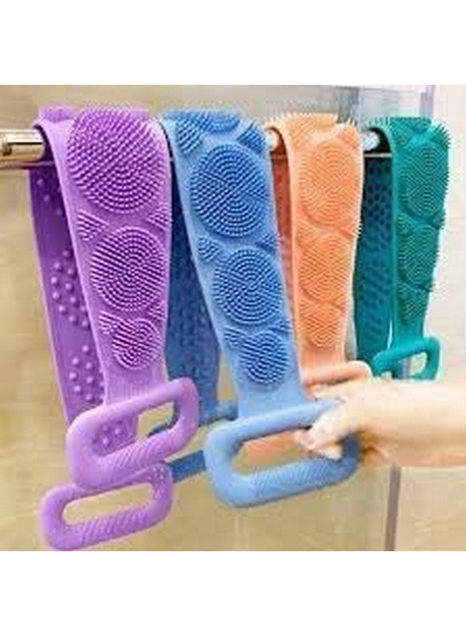 TERXA Silicone Body Scrubber Belt | Double Side Bathing Brush For Deep Skin Cleaning | Waterproof Easy Foot Cleaner | Scrubber For Body | Shower & Bathing Accessories (Pack of 1,Multicolor) - Image 2