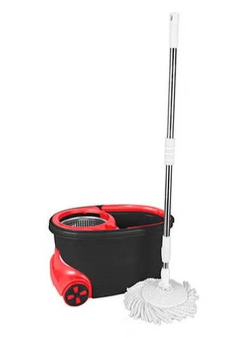 الهلال والنجمة الفضية  طقم من دلو وممسحة دوارة شباح أحمر وأسود 100451