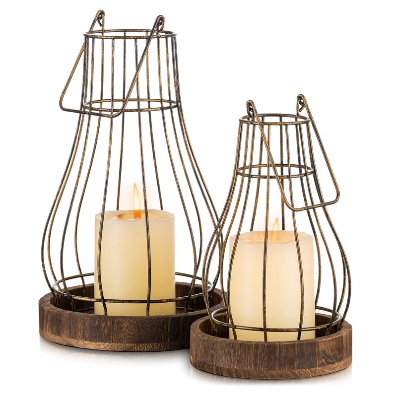 Romadedi Lantern Farmhouse Home Decor - Rustic Candle Holders Decorative Lanterns for Candle Living Room Kitchen Dining Coffee Table Fireplace Mantle Outdoor - Image 1