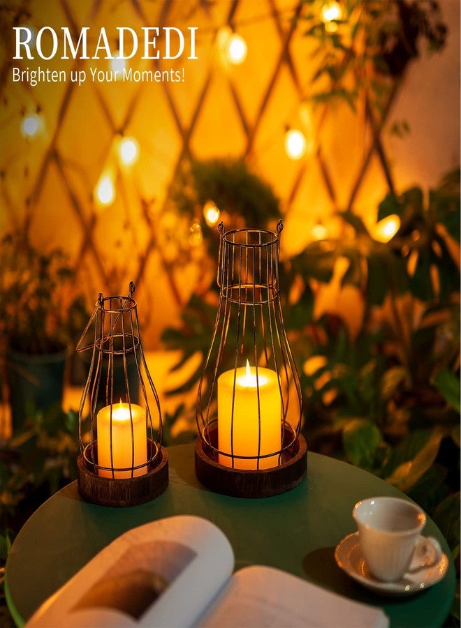 Romadedi Lantern Farmhouse Home Decor - Rustic Candle Holders Decorative Lanterns for Candle Living Room Kitchen Dining Coffee Table Fireplace Mantle Outdoor - Image 3