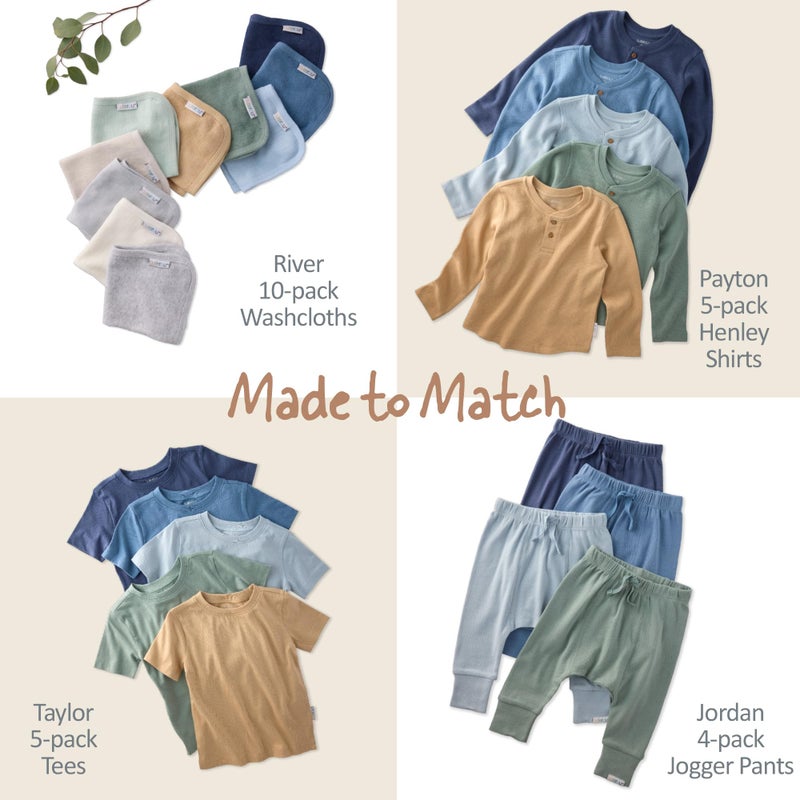 Butterblu Taylor 5-Pack Short Sleeve T-Shirtsâ€‹ 100% Organic Cotton for Boysâ€‹ & Girls, Terra, 18 Months - Image 2