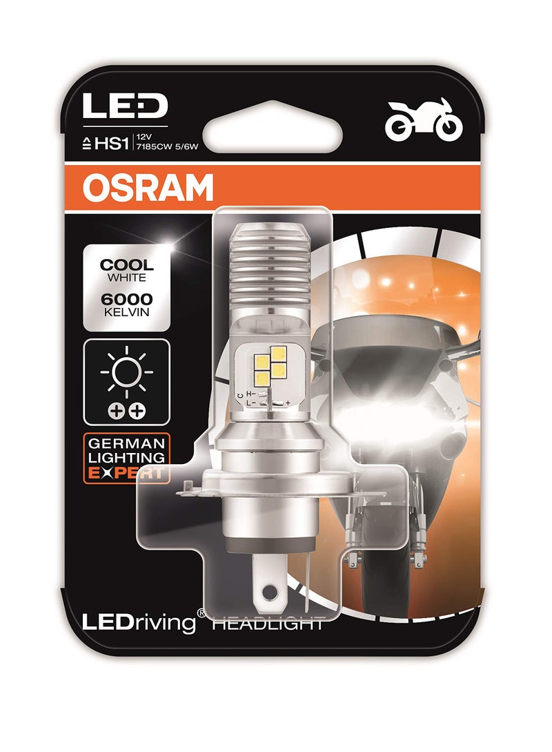 Osram LEDriving HEADLIGHT for bikes HS1 7285CW 5/6W 12V PX43T Blister Pack, Cool White - Image 1