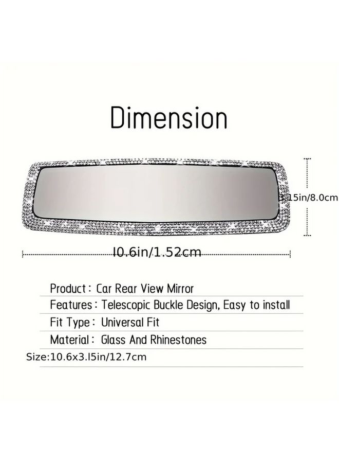 غطاء مرآة الرؤية الخلفية بحجر الراين الأسود العالمي المشبك للسائقات - Image 4