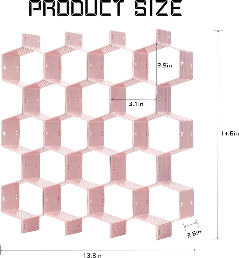 Natzerat Honeycomb drawer organizer and divider, underwear, socks, tie sorter, office supplies and sundry sorting 32 pieces (Pink) - Image 2