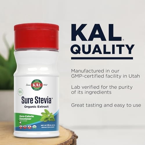KAL Sure Stevia Extract, Organic Stevia Powder, Low Carb, Zero Calorie Sweetener, Keto Friendly, Great Taste, Low Glycemic, Vegan, Gluten Free, No Fillers, 60-Day Guarantee, Approx. 690 Servings, 1.3oz - Image 4