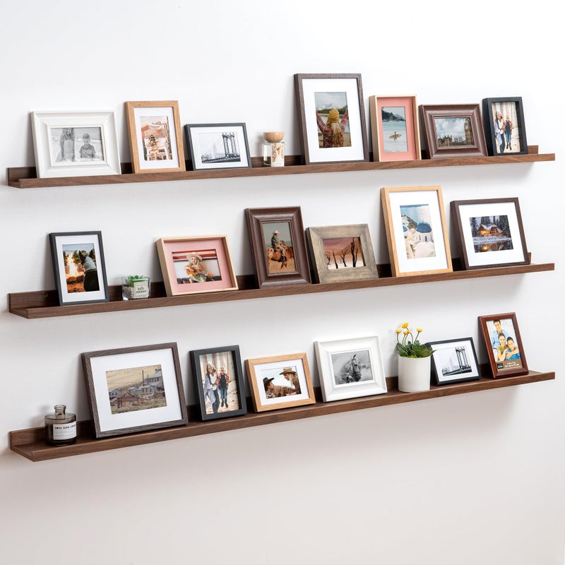 Axeman Picture Ledge Shelf 72 Inch Rustic Floating Shelves for Wall Set of 3 Picture Shelf for Wall with Ledge Long Floating Shelves with Lip Photo Ledge Shelf Nursery Bookshelf Display Shelf