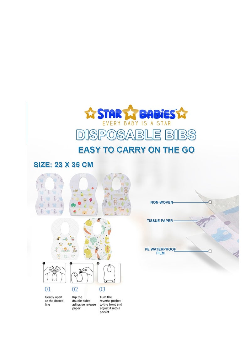 STAR BABiES حزمة ستار بيبيز من 3 قطع - حصيرة تغيير قابلة لإعادة الاستخدام، لعبة بطة مطاطية (مجموعة 4 قطع)، حزمة من 10 مآزر - أزرق فاتح - Image 4