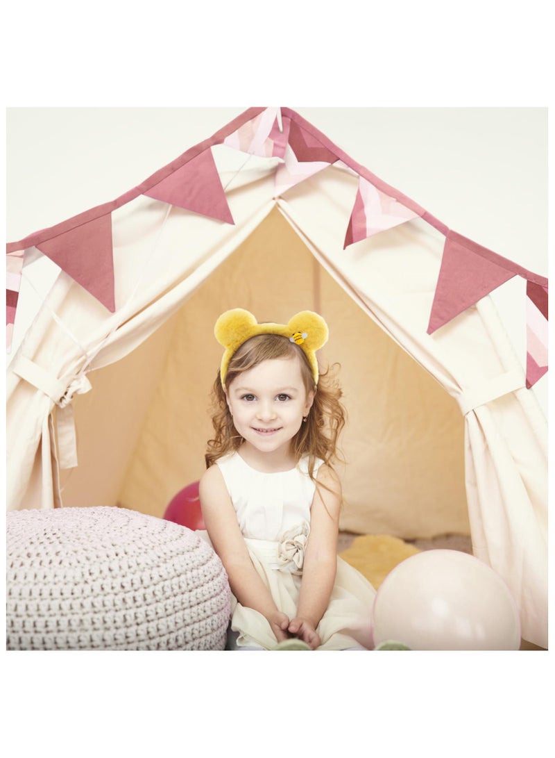 SYOSI Bear Ears Headband, with 2PC Hair Ties Yellow Plush Bee, Bee Ears Headband Adult The Pooh Ears Headband, Bear Headband Ponytail Holders Fashion Headbands, Women Girls Costume Accessories - Image 5