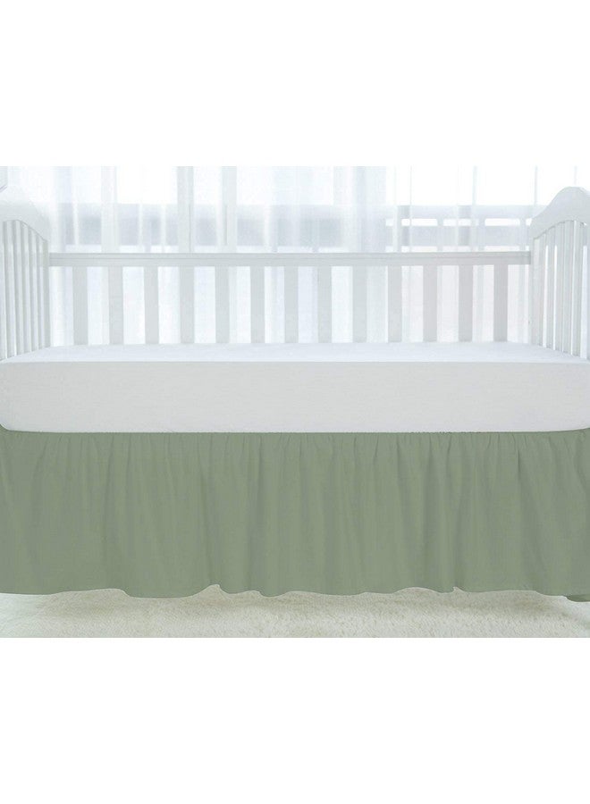 Silentnight 100% Egyptian Cotton, Nursery Crib Toddler (28" x 52" x 14") 800 Thread Count Crib Skirt Dust Ruffle, Bedding Skirts for Baby Boys or Girls, 14" Drop, Sage Solid - Image 1