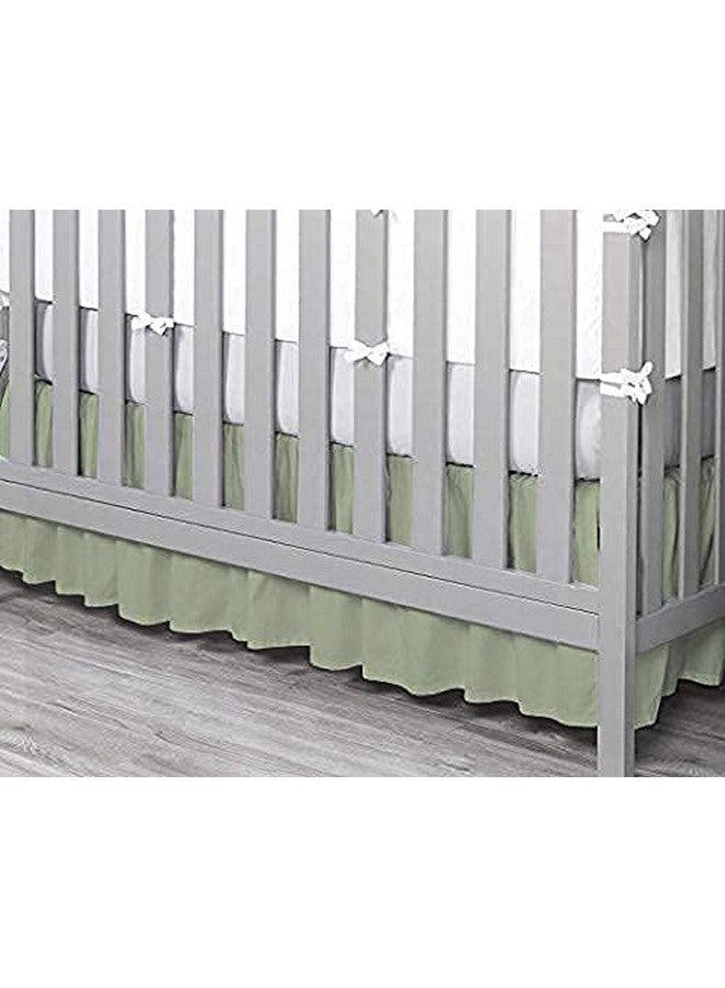 Silentnight 100% Egyptian Cotton, Nursery Crib Toddler (28" x 52" x 14") 800 Thread Count Crib Skirt Dust Ruffle, Bedding Skirts for Baby Boys or Girls, 14" Drop, Sage Solid - Image 4