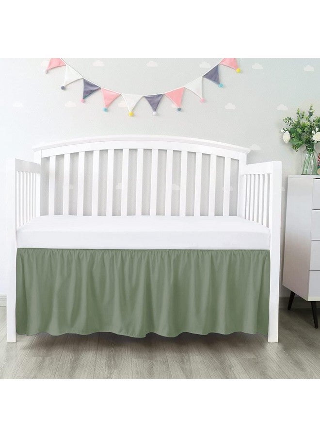 Silentnight 100% Egyptian Cotton, Nursery Crib Toddler (28" x 52" x 14") 800 Thread Count Crib Skirt Dust Ruffle, Bedding Skirts for Baby Boys or Girls, 14" Drop, Sage Solid - Image 2